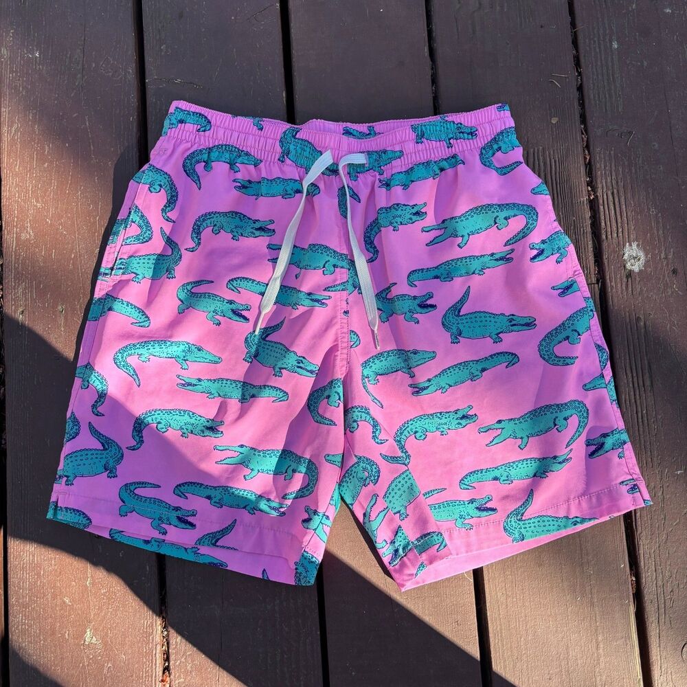 Chubbies The Glades Lined 7” Swim Trunks Alligator Pink Men’s Size Small